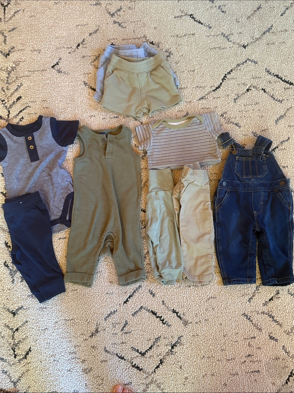 Kids Neutral & Navy Bottoms Bundle - Multi-Pack of Baby Pants & Shorts 10 items